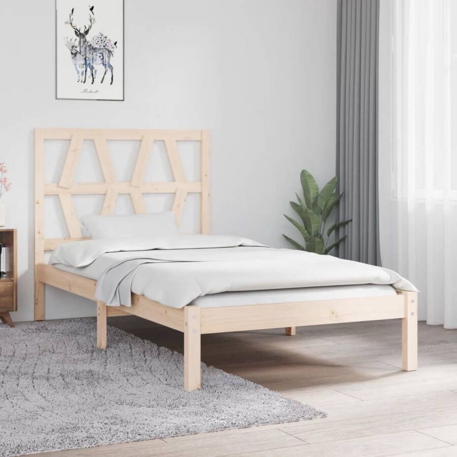 The Living Store Bedframe massief grenenhout 90x200 cm Bedframe Bedframes Eenpersoonsbed Bed Bedombouw Enkel Bed Frame Bed Frame Ledikant Houten Bedframe Slaapmeubel