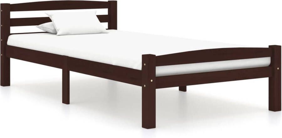 The Living Store Bedframe massief grenenhout donkerbruin 100x200 cm Bedframe Bed Frame Bed Frames Bed Bedden 1-persoonsbed 1-persoonsbedden Eenpersoons Bed - Foto 2