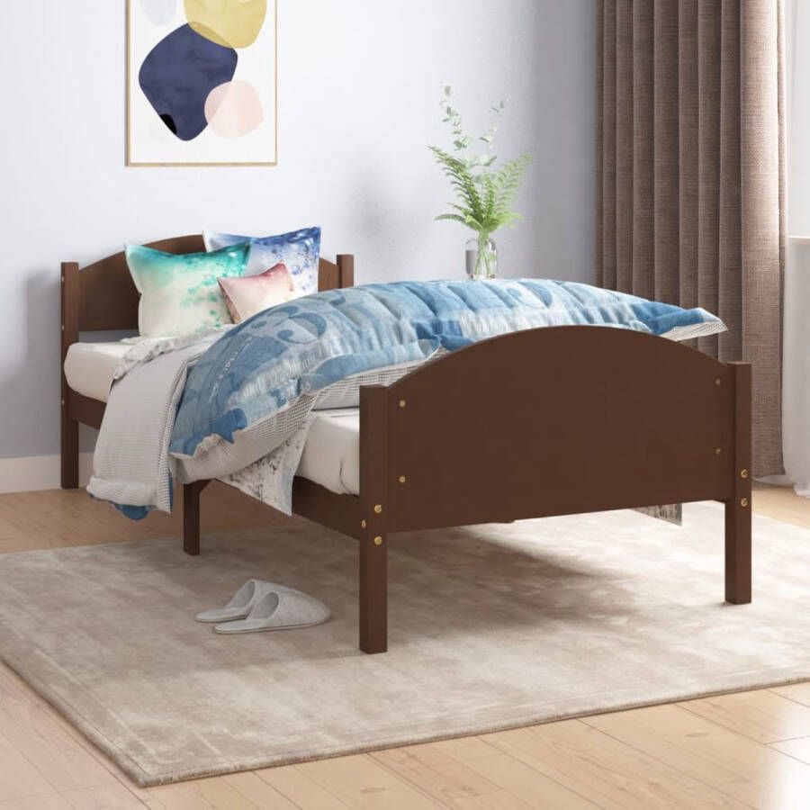 The Living Store Bedframe Grenenhout Donkerbruin 206 x 105.5 x 73.5 cm Massief Grenenhout en Multiplex Massief Houten Bedframe Grenenhout Bed Donkere Bruine Bed Tweepersoons Bed Slaapcomfort
