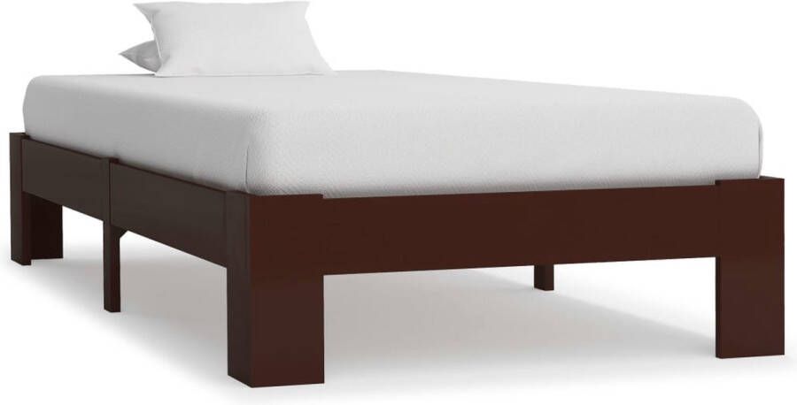 The Living Store Bedframe massief grenenhout donkerbruin 100x200 cm Bed