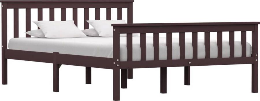 The Living Store Bedframe massief grenenhout donkerbruin 140x200 cm Bed