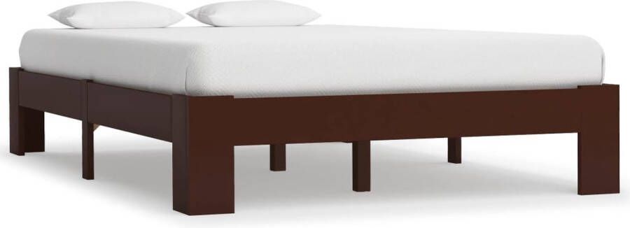 The Living Store Bedframe massief grenenhout donkerbruin 140x200 cm Bed