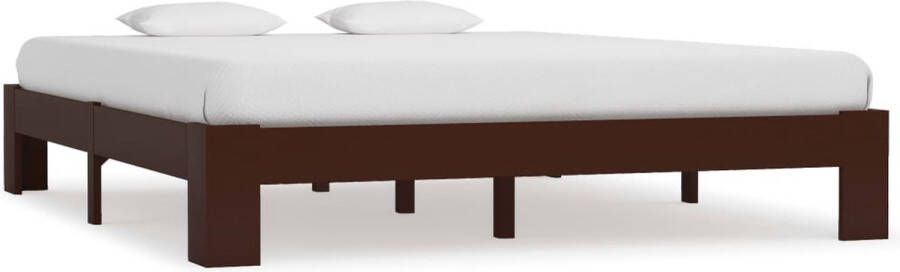 The Living Store Bedframe massief grenenhout donkerbruin 180x200 cm Bed