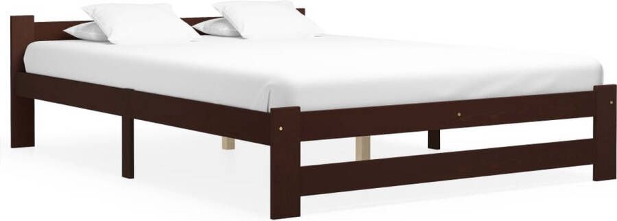 The Living Store Bedframe massief grenenhout donkerbruin 180x200 cm Bedframe Bedframes Bed Frame Bed Frames Bed Bedden Houten Bedframe Houten Bedframes 2-persoonsbed 2