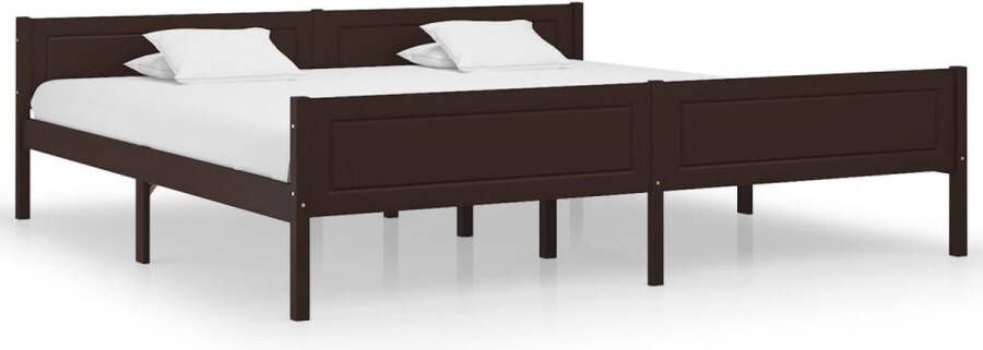 The Living Store Houten Bedframe Modern en Coole Slaapkamer 206 x 206 x 63 cm Kleur- Donkerbruin Houten Bed Frame Modern Bed Tweepersoons Bed Donkerbruin Bed Grenenhout Bed