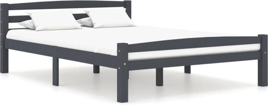 The Living Store Bedframe massief grenenhout donkergrijs 140x200 cm Bedframe Bed Frame Bed Frames Bed Bedden 2-persoonsbed 2-persoonsbedden Tweepersoons Bed - Foto 2