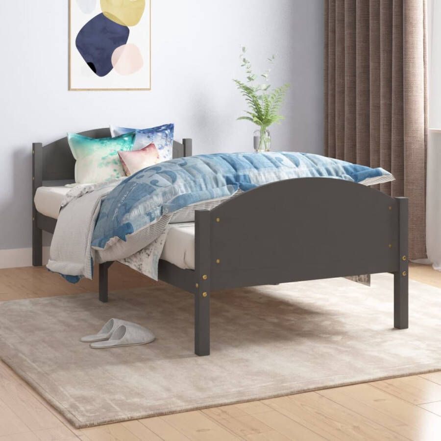 The Living Store Bedframe massief grenenhout donkergrijs 90x200 cm Bedframe Bed Frame Bed Frames Bed Bedden Lattenbodem Lattenbodems Bed Met Lattenbodem Bedden Met Lattenbodems Houten Bed