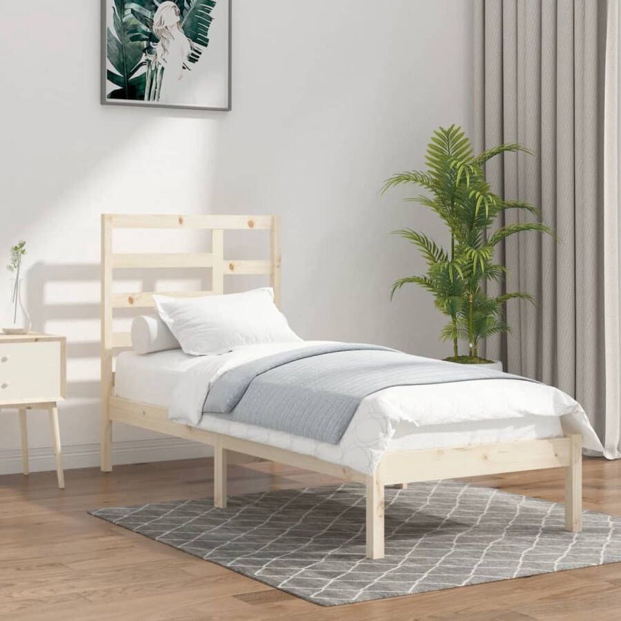 The Living Store Houten Bedframe eenpersoons 90 x 200 cm Massief grenenhout Stabiel Comfortabel hoofdeinde Geschikt voor kleine ruimtes Montage vereist Houten Bedframe Enkelbed Klein Formaat Modern Design Stabiel Bedframe - Foto 2