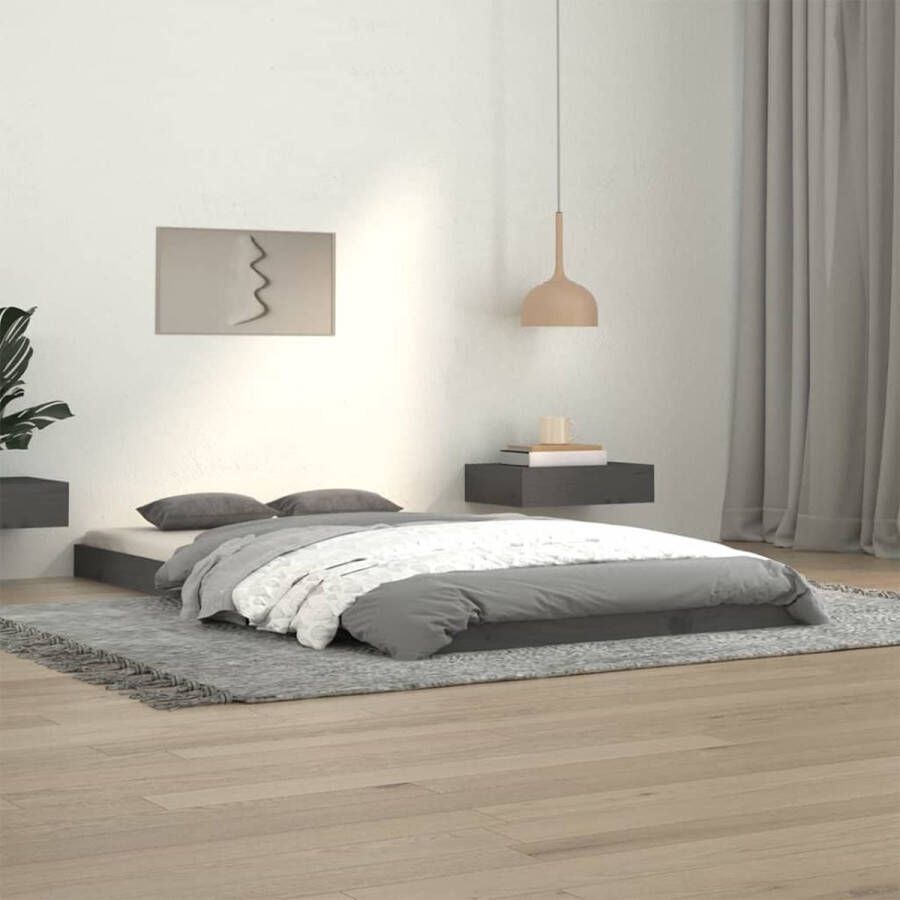 The Living Store Bedframe massief grenenhout grijs 100x200 cm Bedframe Bedframes Eenpersoonsbed Bed Bedombouw Ledikant Ledikanten Houten Bedframe Eenpersoonsbedden Bedden Bedombouwen