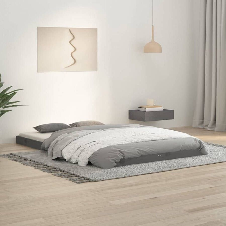 The Living Store Bedframe massief grenenhout grijs 120x190 cm 4FT Small Double Bedframe Bedframes Ledikant Ledikanten Bed Bedden Bed Frame Bed Frames Houten Bedframe Houten Bedframes Bedombouw