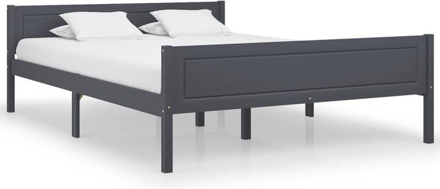 The Living Store Bedframe Moderne en Coole Slaapkamer Hout 206x166x63 cm Grijs Montage vereist Modern Bed Frame Houten Bed Tweepersoons Bed Grijze Bed Slaapkamersdecoratie - Foto 2