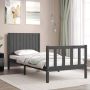 The Living Store Bedframe met hoofdeinde massief hout grijs 90x190 cm Bedframe Bedframes Bed Eenpersoonsbed Slaapkamermeubel Houten Bedframe Houten Bed Bedbodem Massief Houten Bedframe Ledikant Bedframe Met Hoofdeinde - Thumbnail 4