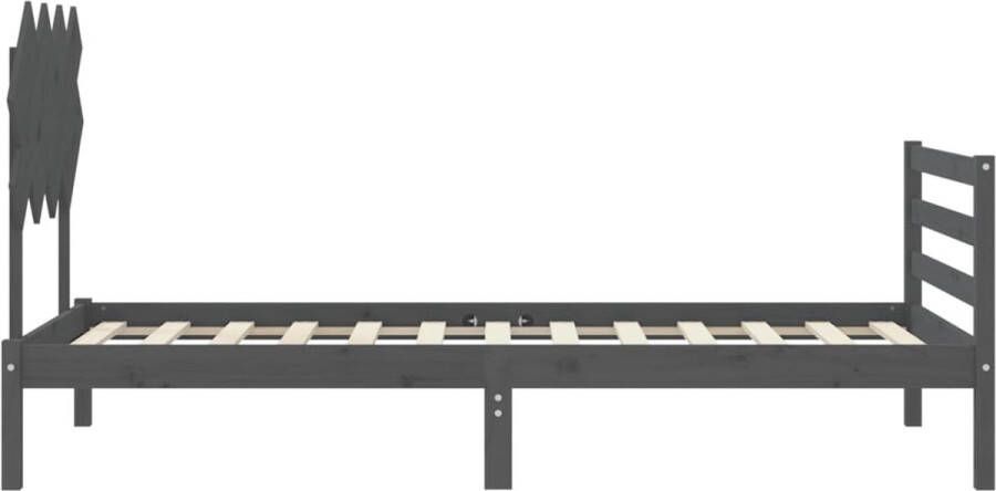 The Living Store Bedframe Massief Grenenhout Grijs 205.5 x 105.5 x 81 cm 100 x 200 cm Montage vereist