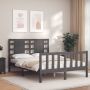 The Living Store Bedframe met hoofdbord massief hout grijs 120x200 cm Bedframe Bedframes Bed Tweepersoonsbed Slaapkamermeubel Houten Bedframe Houten Bed Bedbodem Massief Houten Bedframe Ledikant Bedframe Met Hoofdeinde - Thumbnail 1