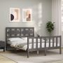 The Living Store Bedframe met hoofdbord massief hout grijs 140x200 cm Bedframe Bedframes Bed Tweepersoonsbed Slaapkamermeubel Houten Bedframe Houten Bed Bedbodem Massief Houten Bedframe Ledikant Bedframe Met Hoofdeinde - Thumbnail 2