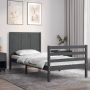 The Living Store Bedframe met hoofdbord massief hout grijs 90x200 cm Bedframe Bedframes Bed Eenpersoonsbed Slaapkamermeubel Houten Bedframe Houten Bed Bedbodem Massief Houten Bedframe Ledikant Bedframe Met Hoofdeinde - Thumbnail 2