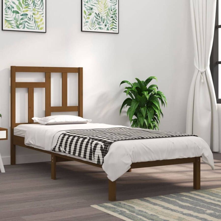 The Living Store Bedframe massief grenenhout honingbruin 100x200 cm Bedframe Bedframes Bed Bedbodem Ledikant Bed Frame Massief Houten Bedframe Slaapmeubel Eenpersoonsbed Bedden Bedbodems