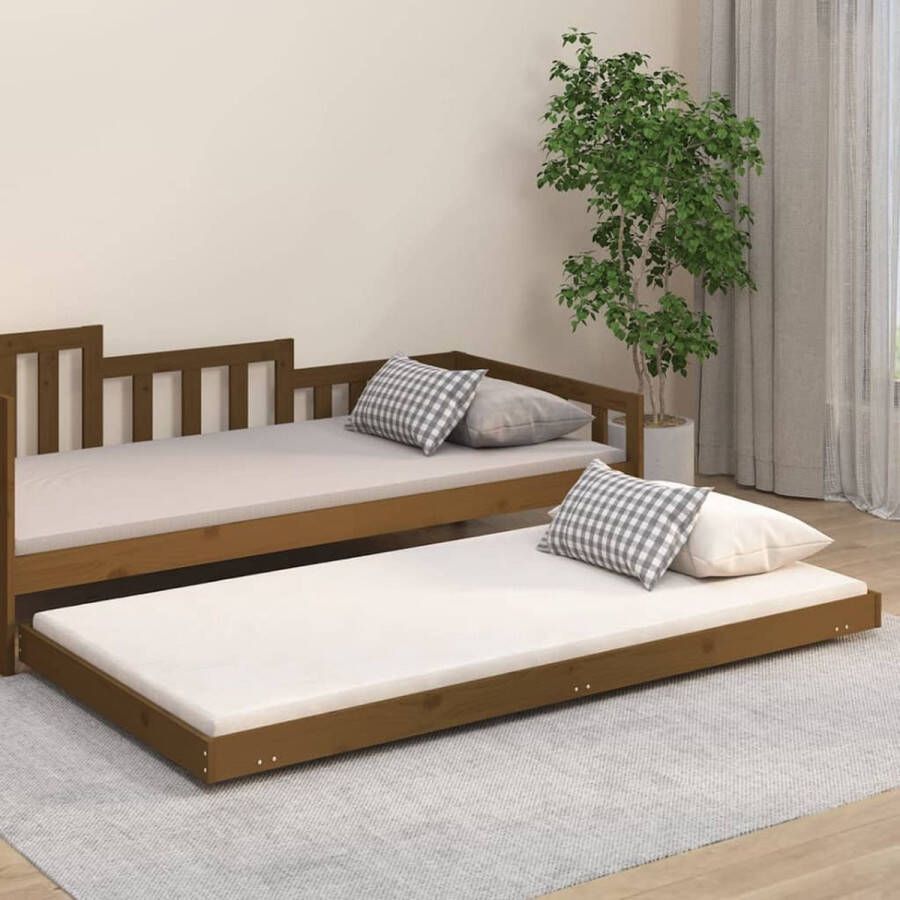 The Living Store Bedframe massief grenenhout honingbruin 100x200 cm Bedframe Bedframes Eenpersoonsbed Bed Bedombouw Ledikant Houten Bedframe Zwart Bed Stalen Bedframe Laag Bedframe Logeerbed