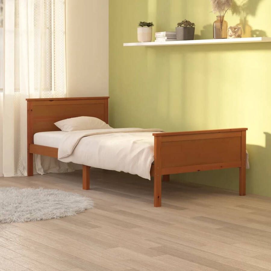 The Living Store Bedframe massief grenenhout honingbruin 100x200 cm Bedframe Bedframes Houten Bedframe Bed Bedbodem Slaapmeubel Eenpersoonsbed Houten Bedframes Bedden Bedbodems Slaapmeubels