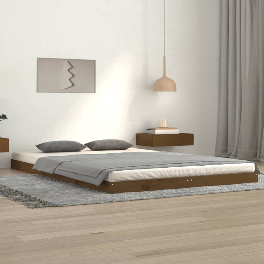 The Living Store Bedframe massief grenenhout honingbruin 120x200 cm Bedframe Bedframes Ledikant Ledikanten Bed Bedden Bed Frame Bed Frames Houten Bedframe Houten Bedframes Bedombouw