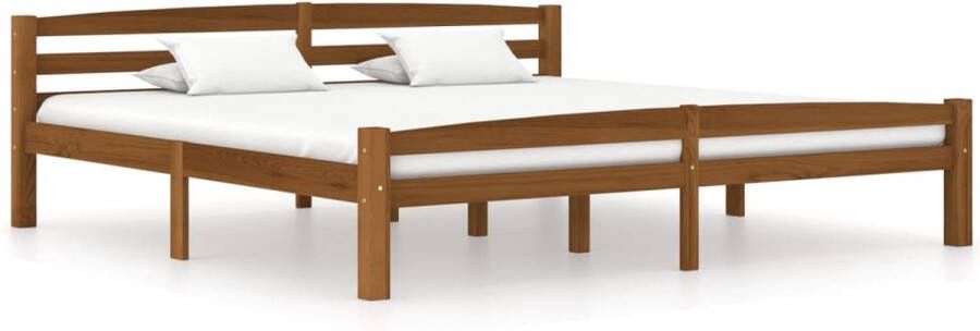 The Living Store Bedframe Grenenhout Honingbruin 206x206x66 cm Matras niet inbegrepen Massief Grenenhout Bed Frame Tweepersoons Bed Honingbruin Bed Houten Bed Frame Kopen