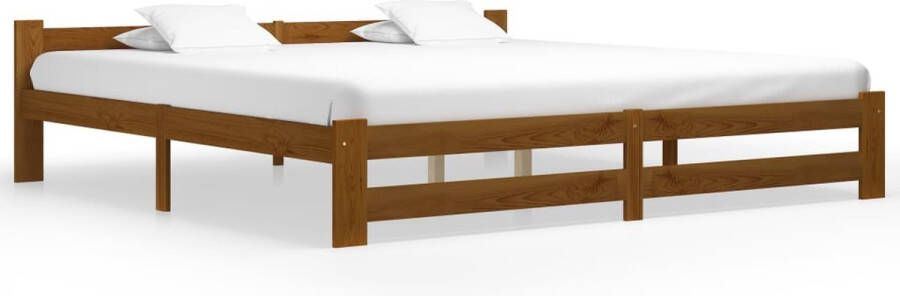 The Living Store Bedframe massief grenenhout honingbruin 200x200 cm Bedframe Bedframes Bed Frame Bed Frames Bed Bedden Houten Bedframe Houten Bedframes 2-persoonsbed 2