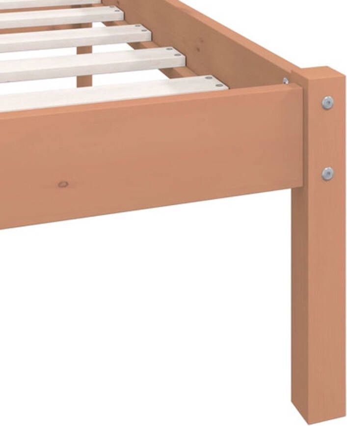 The Living Store Bedframe Grenenhout 205.5 x 95.5 x 69.5 cm 90x200 cm Kleur- honingbruin