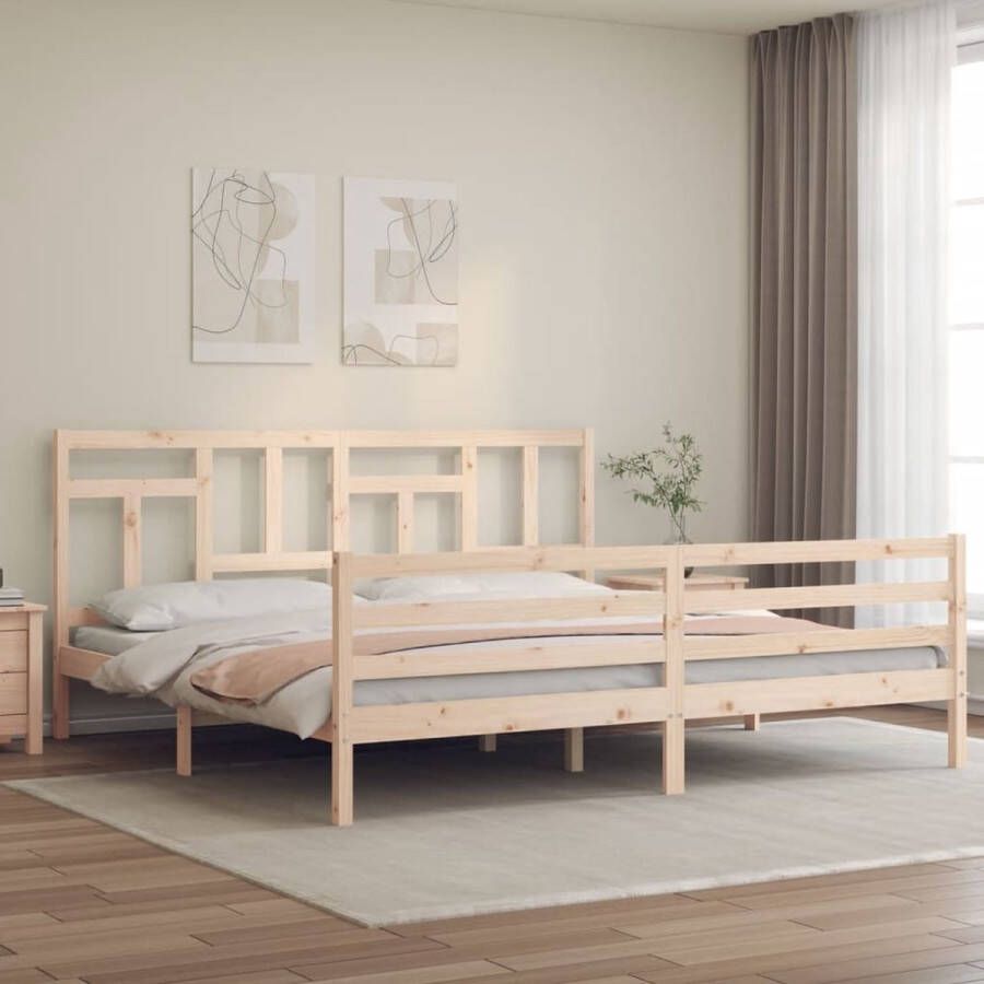 The Living Store Bedframe met hoofdbord massief hout 6FT Super King Bedframe Bedframes Bed Tweepersoonsbed Slaapkamermeubel Houten Bedframe Houten Bed Bedbodem Massief Houten Bedframe Ledikant Bedframe Met Hoofdeinde - Foto 2