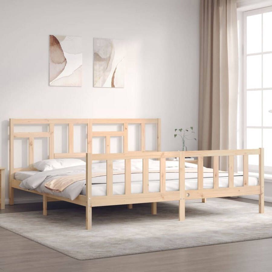The Living Store Bedframe met hoofdbord massief hout 6 FT Super King Size Bedframe Bedframes Bed Tweepersoonsbed Slaapkamermeubel Houten Bedframe Houten Bed Bedbodem Massief Houten Bedframe Ledikant Bedframe Met Hoofdeinde - Foto 7