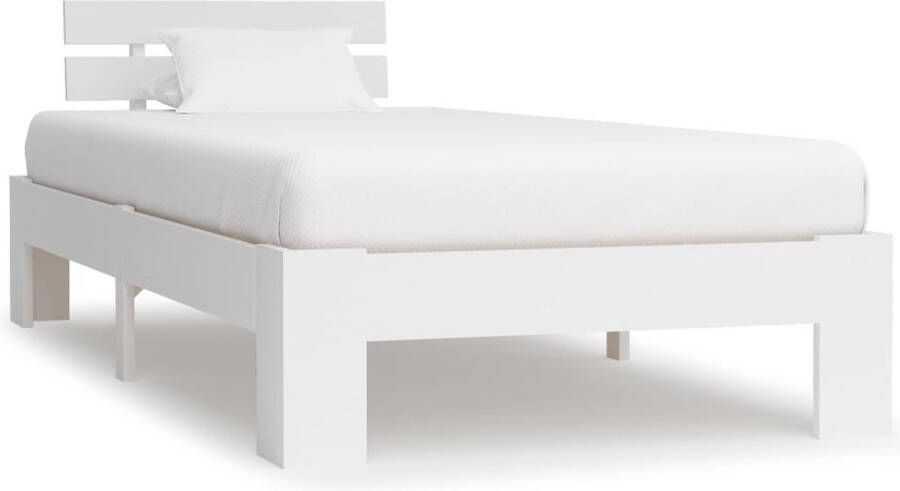 The Living Store Bedframe massief grenenhout wit 100x200 cm Bed