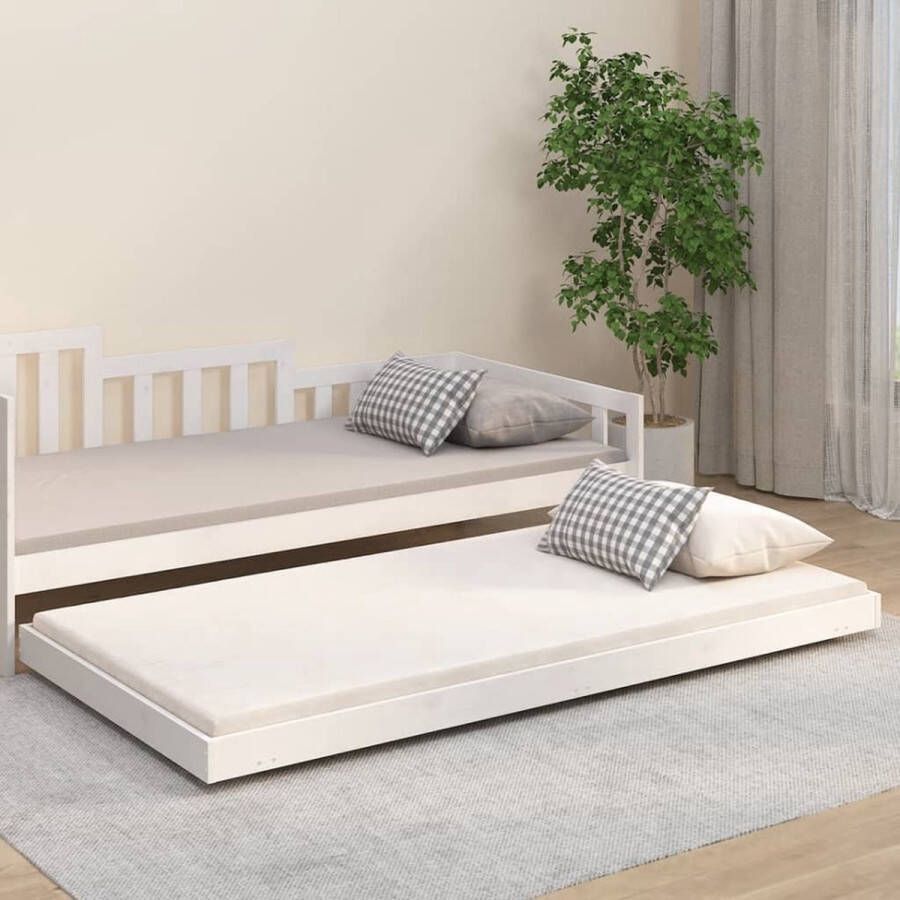 The Living Store Bedframe massief grenenhout wit 100x200 cm Bedframe Bedframes Eenpersoonsbed Eenpersoonsbedden Bed Bedden Bedombouw Bedombouwen Ledikant Ledikanten Houten Bedframe