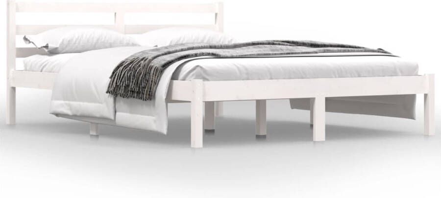 The Living Store Bedframe massief grenenhout wit 120x190 cm 4FT Small Double Bedframe Bedframes Bed Bedbodem Ledikant Bed Frame Massief Houten Bedframe Slaapmeubel Bedden Bedbodems Ledikanten - Foto 2