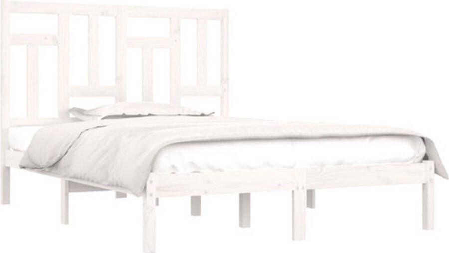 The Living Store Bedframe massief grenenhout wit 120x200 cm Bed