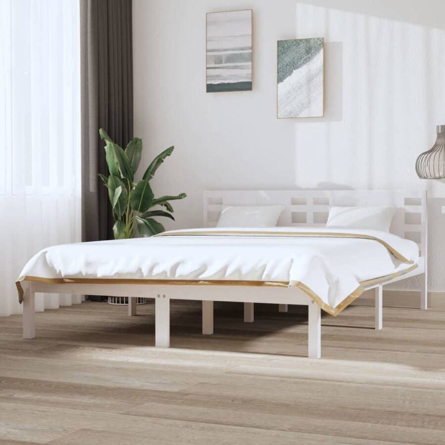 The Living Store Bedframe massief grenenhout wit 120x200 cm Bedframe Bedframes Tweepersoonsbed Bed Bedombouw Dubbel Bed Frame Bed Frame Ledikant Houten Bedframe Tweepersoonsbedden