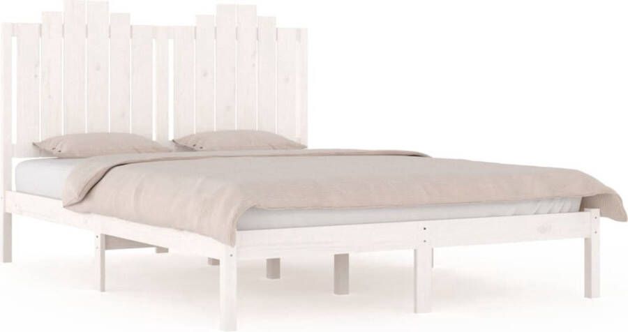 The Living Store Bedframe massief grenenhout wit 120x200 cm Bed