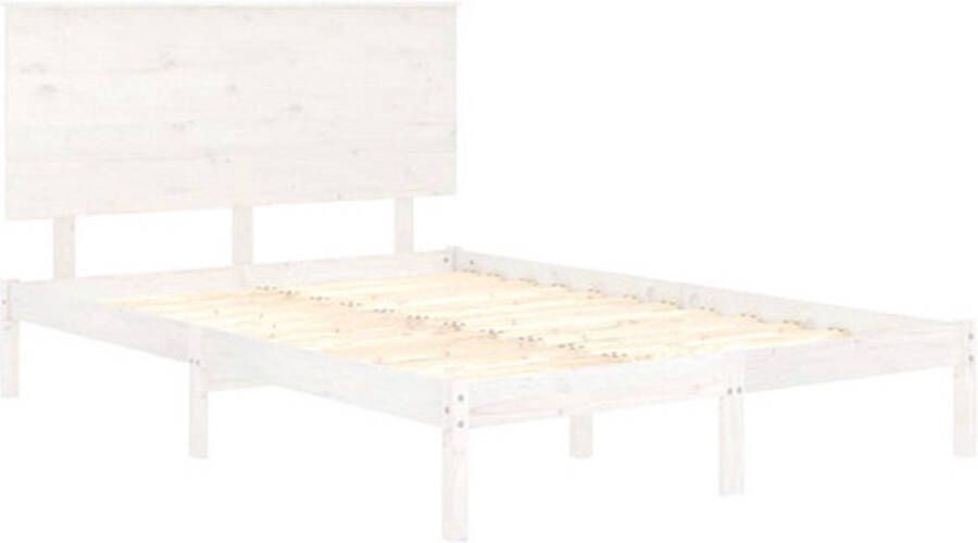 The Living Store Bedframe massief grenenhout wit 140x190 cm Bed
