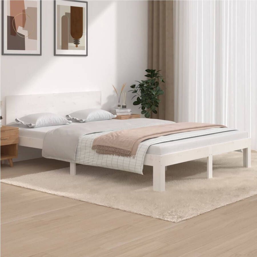 The Living Store Houten Bedframe Modern Bedroom Bedframes 205.5 x 143.5 x 69.5 cm Massief grenenhout met Stevige Lattenbodem Houten Bed Frame Modern Bed Frame Bed Frames Grenenhout Bed Frame King Size Bed Frame