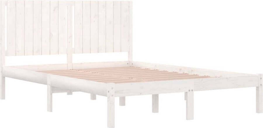 The Living Store Bedframe massief grenenhout wit 160x200 cm Bedframe Bedframes Bed Bedbodem Ledikant Bed Frame Massief Houten Bedframe Slaapmeubel Tweepersoonsbed Bedden Bedbodems - Foto 3