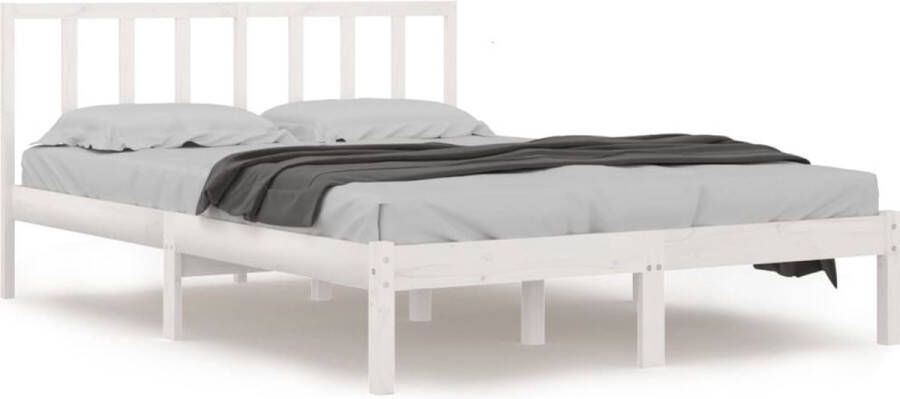 The Living Store Bedframe massief grenenhout wit 160x200 cm Bedframe Bedframes Bed Bedbodem Ledikant Bed Frame Massief Houten Bedframe Slaapmeubel Bedden Bedbodems Ledikanten - Foto 2