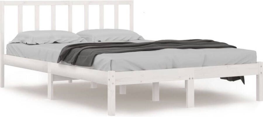 The Living Store Bedframe massief grenenhout wit 160x200 cm Bed