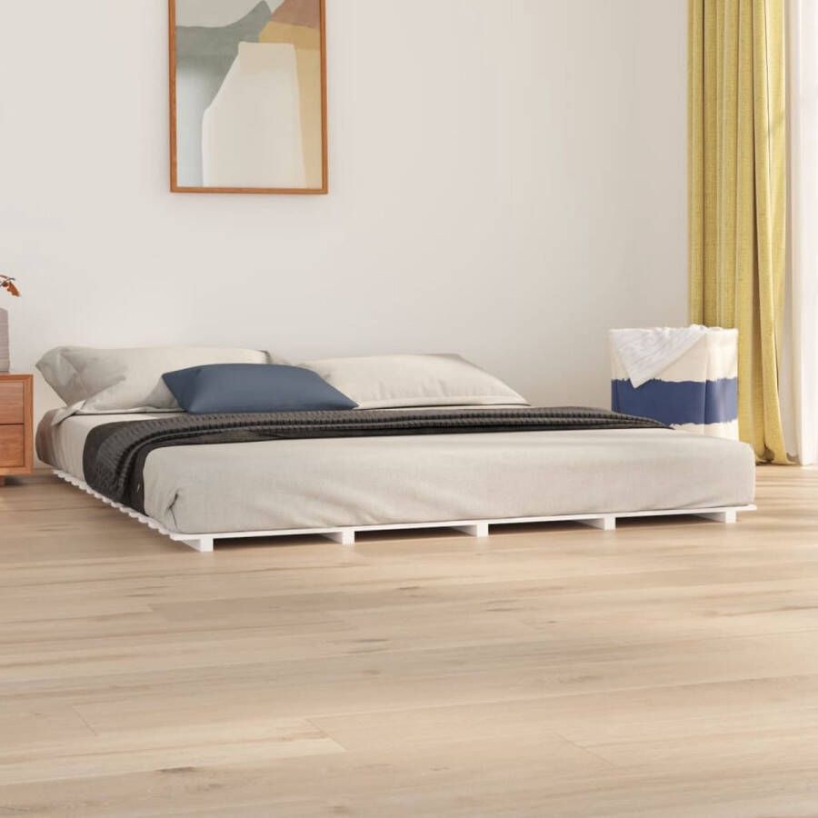 The Living Store Bedframe massief grenenhout wit 180x200 cm Bed