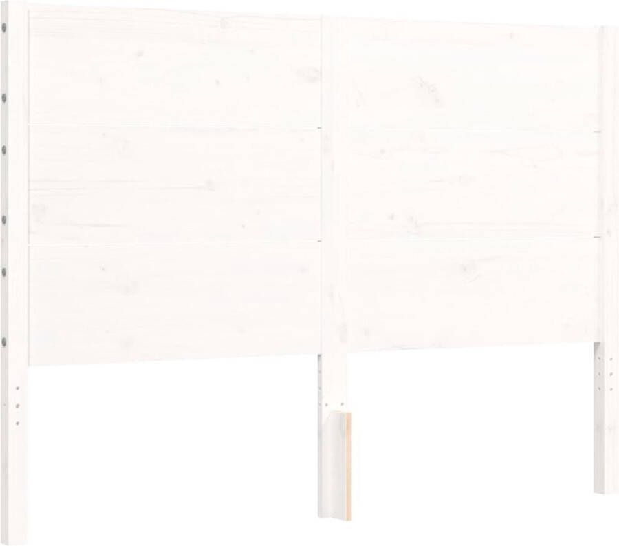The Living Store Bedframe met hoofdbord massief hout wit 4FT Small Double Bedframe Bedframes Bed Tweepersoonsbed Slaapkamermeubel Houten Bedframe Houten Bed Bedbodem Massief Houten Bedframe Ledikant Bedframe Met Hoofdeinde - Foto 4