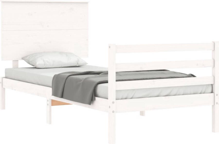 The Living Store Bedframe Massief Grenenhout Wit 195.5 x 95.5 x 82.5 cm Multiplex lattenbodem Massief Houten Bed Frame Wit Bed Frame Grenenhout Bed Enkel Bed Boxspring Bed