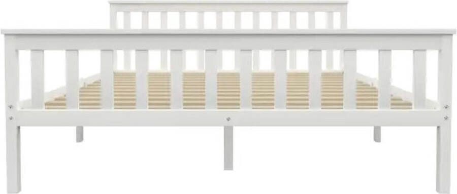 The Living Store Bedframe Massief grenenhout Wit 208 x 168 x 82 cm 160 x 200 cm