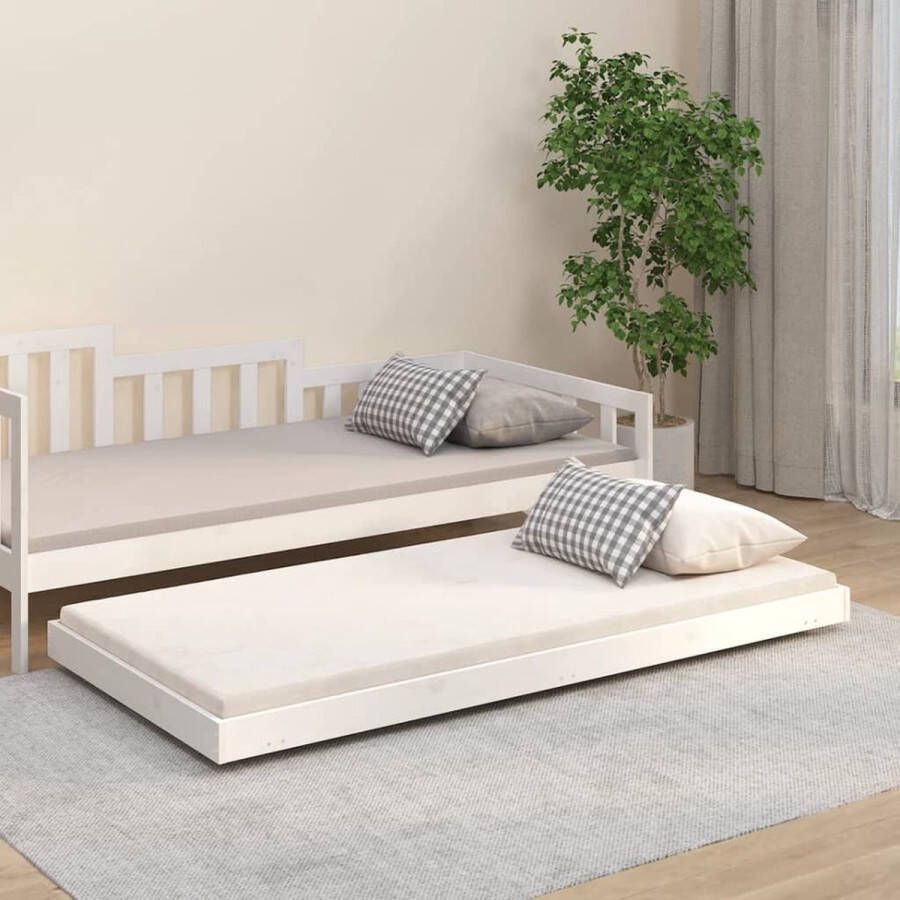 The Living Store Bedframe massief grenenhout wit 75x190 cm Bedframe Bedframes Eenpersoonsbed Bed Bedombouw Ledikant Houten Bedframe Zwart Bed Stalen Bedframe Laag Bedframe Logeerbed