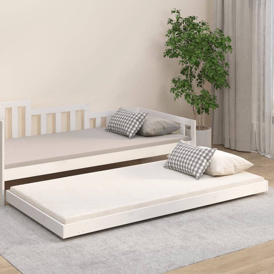 The Living Store Bedframe massief grenenhout wit 80x200 cm Bed
