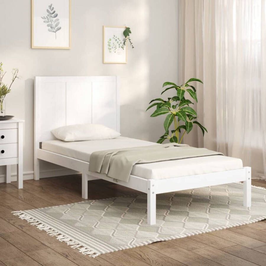 The Living Store Bedframe massief grenenhout wit 90x200 cm Bedframe Bedframes Bed Bedbodem Ledikant Bed Frame Massief Houten Bedframe Slaapmeubel Eenpersoonsbed Bedden Bedbodems - Foto 2