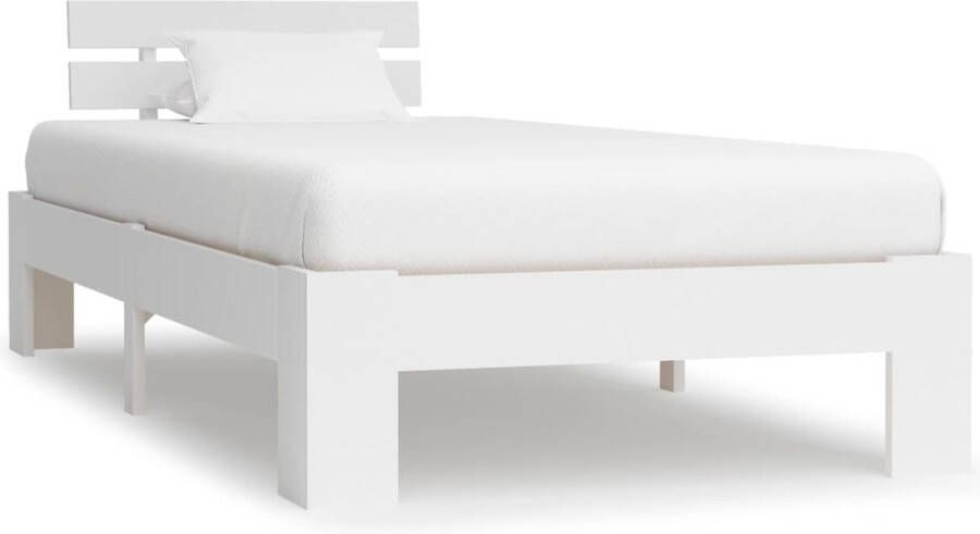 The Living Store Bedframe massief grenenhout wit 90x200 cm Bed