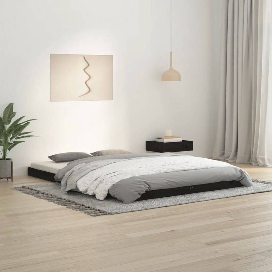 The Living Store Bedframe massief grenenhout zwart 140x200 cm Bedframe Bedframes Ledikant Ledikanten Bed Bedden Bed Frame Bed Frames Houten Bedframe Houten Bedframes Bedombouw - Foto 2
