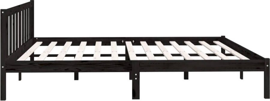 The Living Store Bedframe massief grenenhout zwart 180x200 cm 6FT Super King Bed